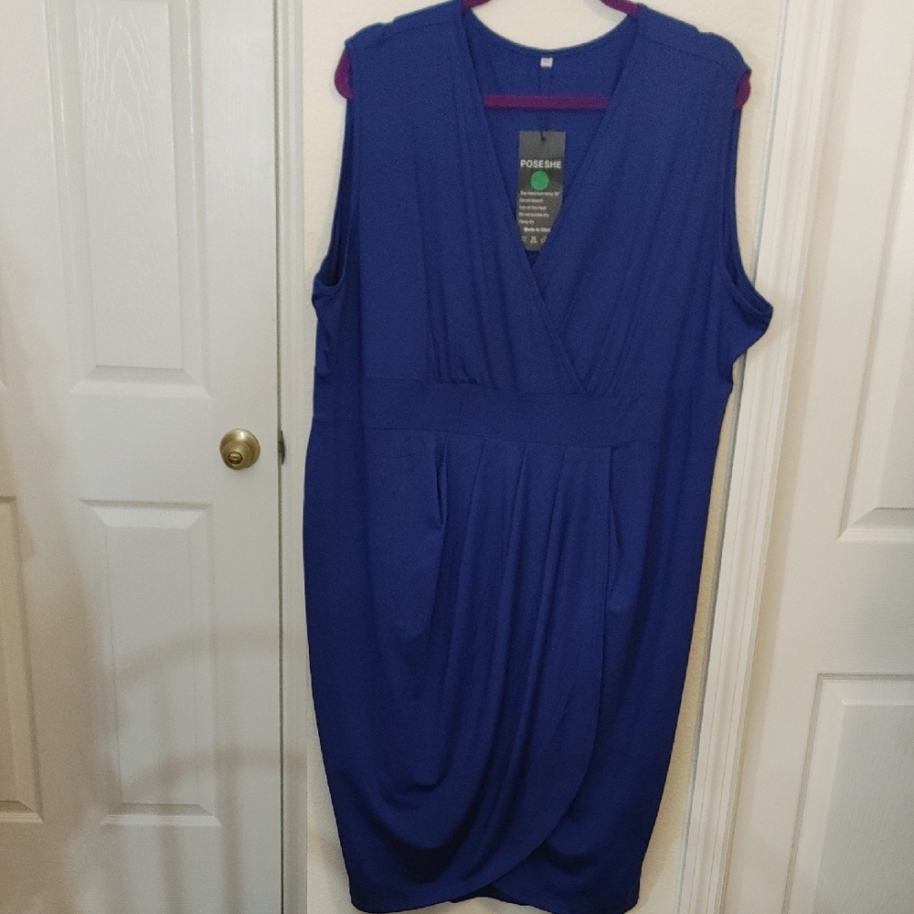 Elegant Blue Sleeveless Dress